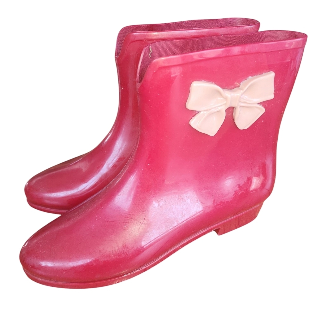 Mel By Melissa Rainboot, Red Rubber With Bow Detail